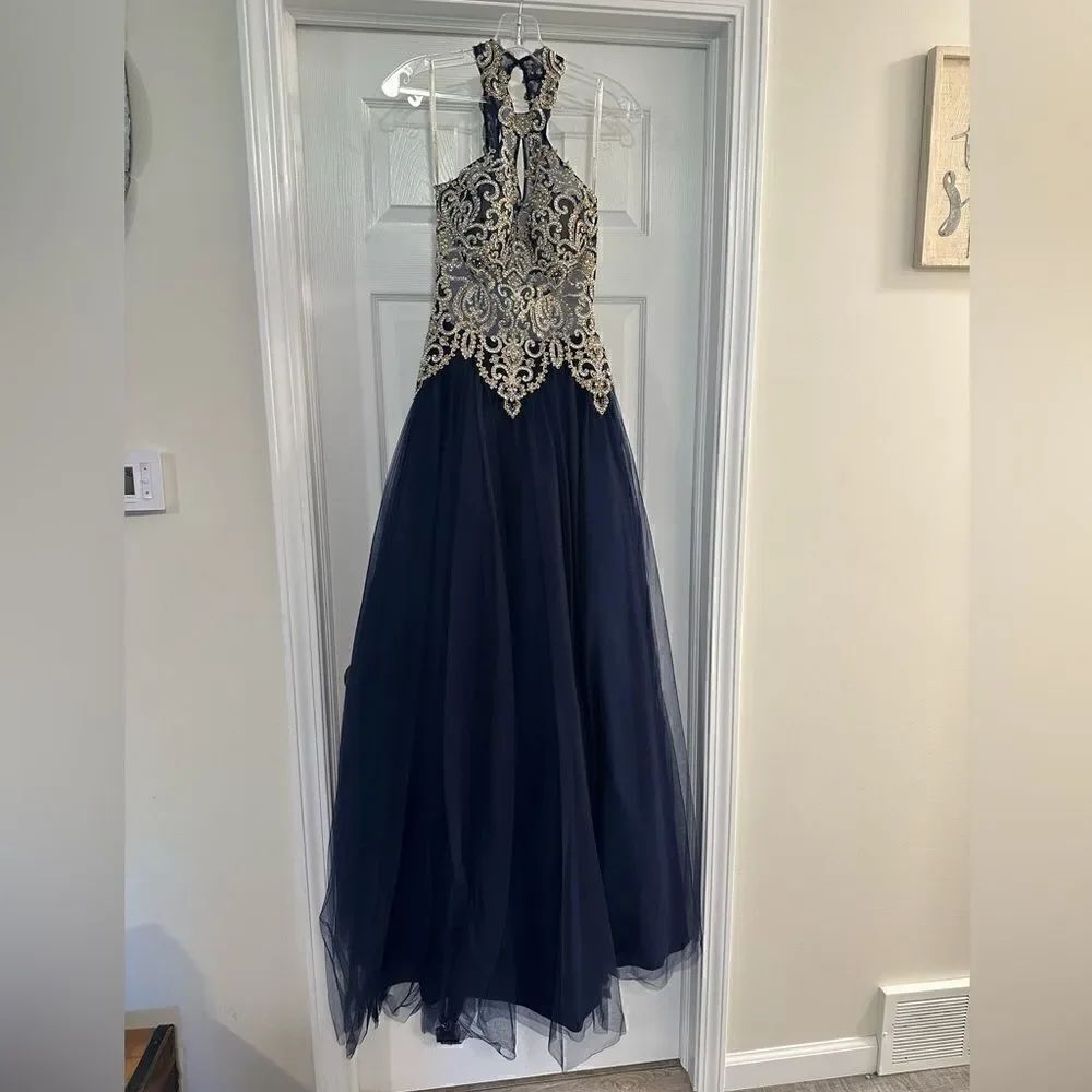 Envious Couture Karishma Navy Formal Gown Prom Homecoming Sz 4